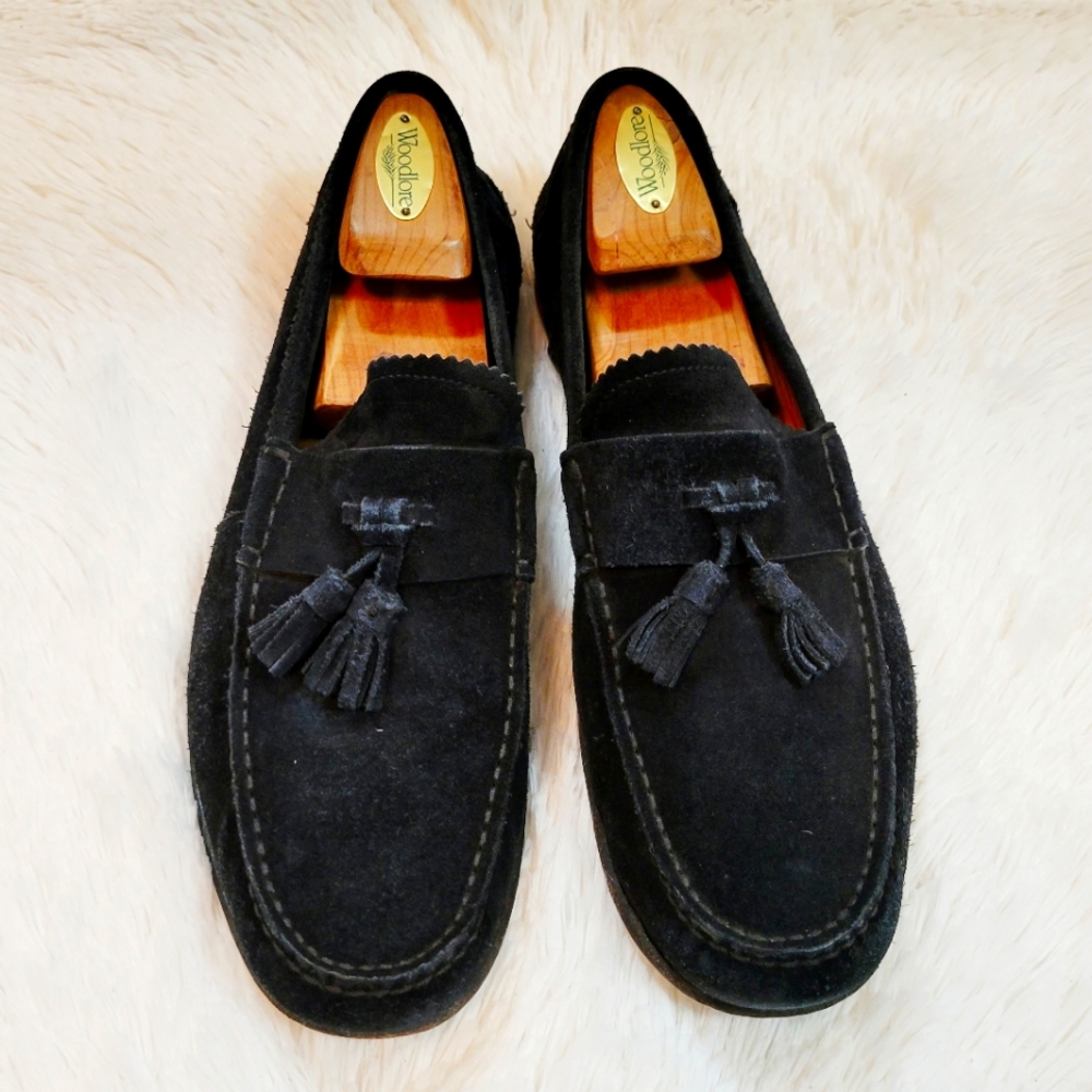 Gucci Suede Bamboo Trim Tassled Loafers SZ 10